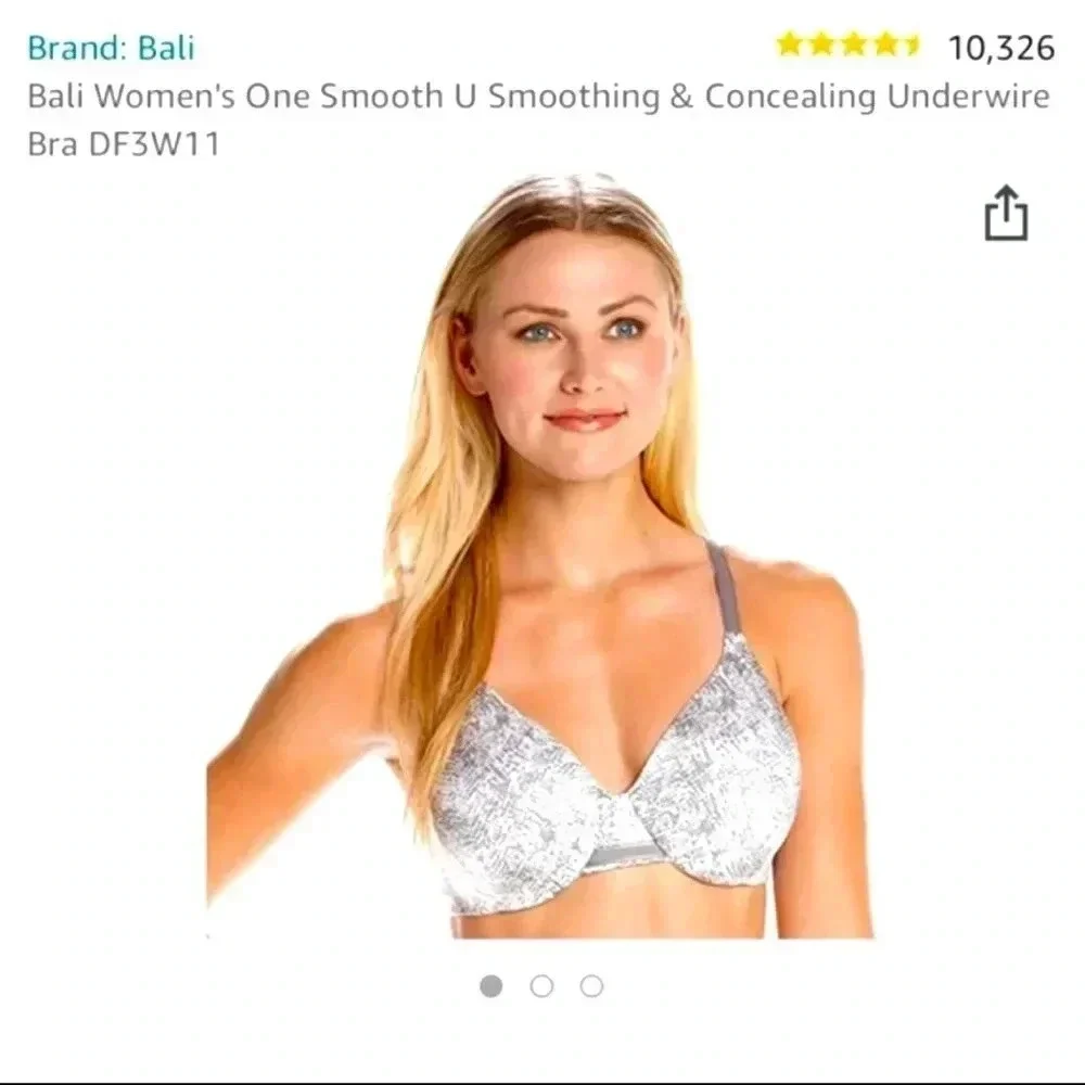 BALI BRA SILVER AND‎ WHITR UNDERWIRE CONCEALING SMOOTHING PLUS SIZE 42DD
